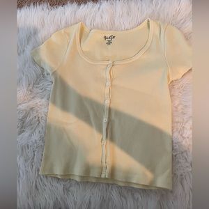 Brandy Melville John Galt button tee light yellow one size
